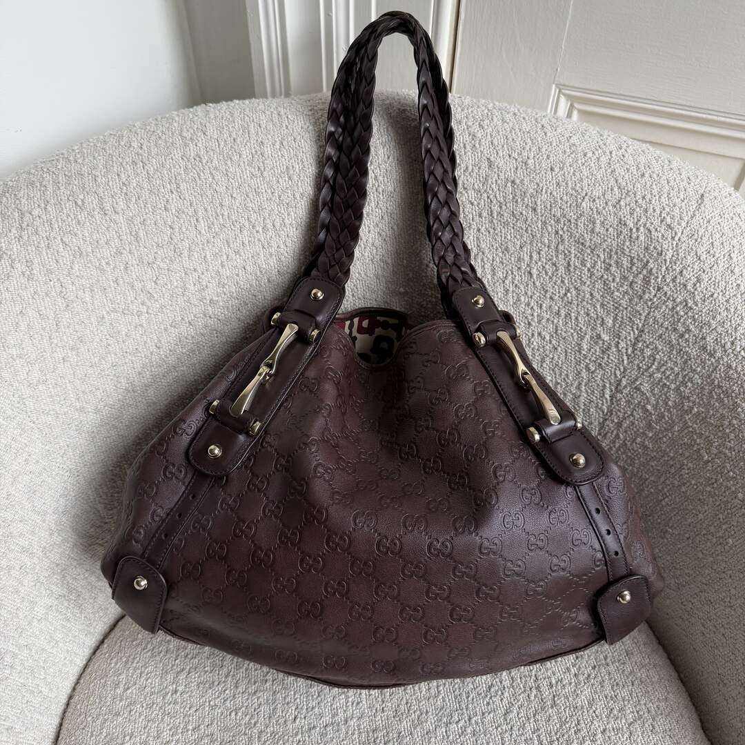 Gucci Guccissima Horsebit Leather Brown Tote Bag