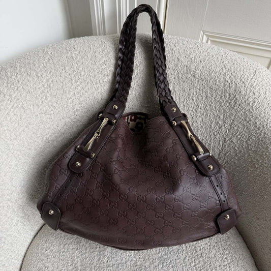 Gucci Guccissima Horsebit Leather Brown Tote Bag