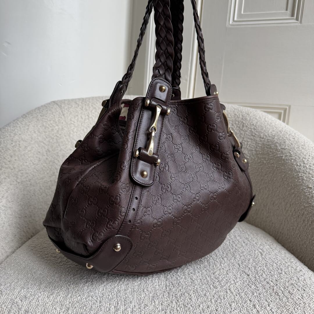 Gucci Guccissima Horsebit Leather Brown Tote Bag