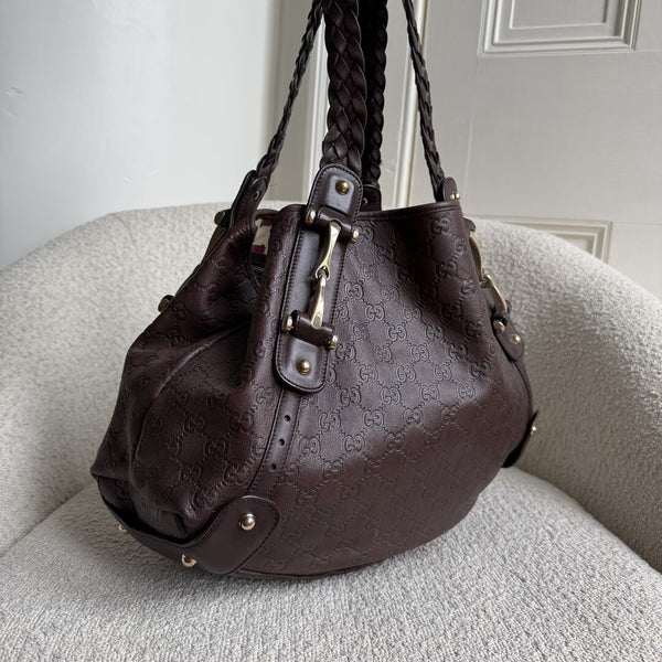 Gucci Guccissima Horsebit Leather Brown Tote Bag