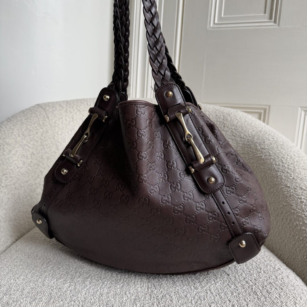 Gucci Guccissima Horsebit Leather Brown Tote Bag