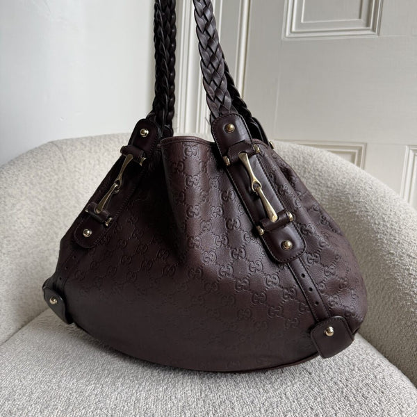 Gucci Guccissima Horsebit Leather Brown Tote Bag