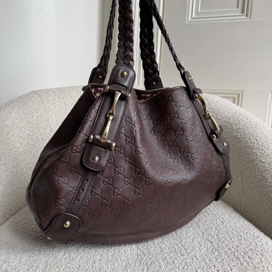 Gucci Guccissima Horsebit Leather Brown Tote Bag