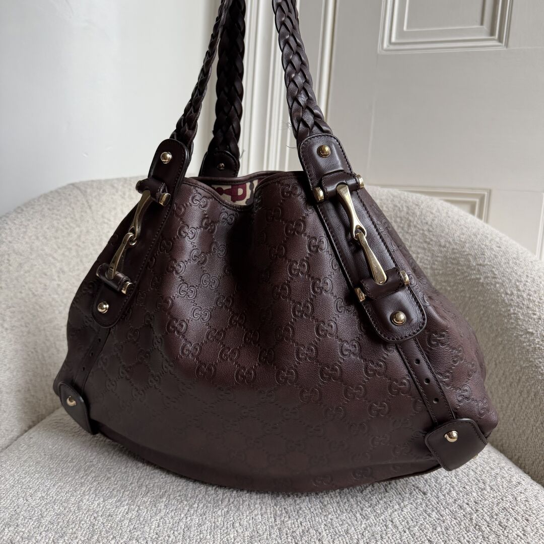 Gucci Guccissima Horsebit Leather Brown Tote Bag