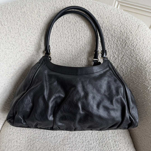 Gucci Abbey D-Ring Black Leather Tote Bag