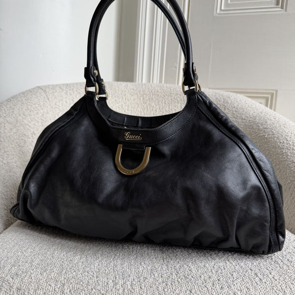 Gucci Abbey D-Ring Black Leather Tote Bag