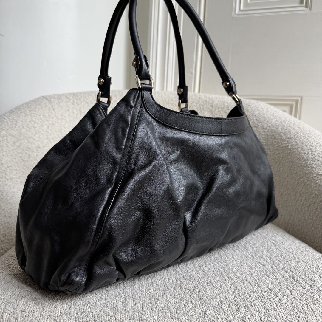 Gucci Abbey D-Ring Black Leather Tote Bag