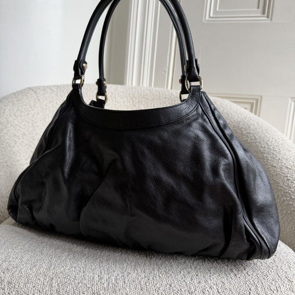 Gucci Abbey D-Ring Black Leather Tote Bag