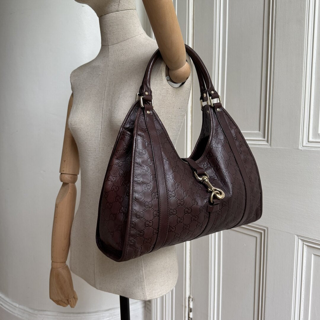 Gucci Guccissima Jackie Leather Brown Shoulder Bag