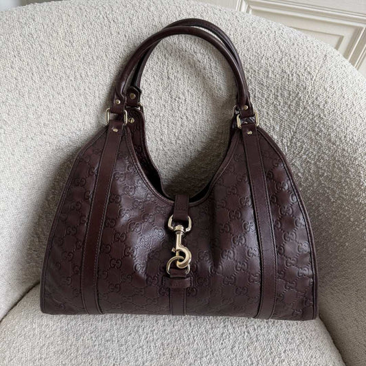 Gucci Guccissima Jackie Leather Brown Shoulder Bag