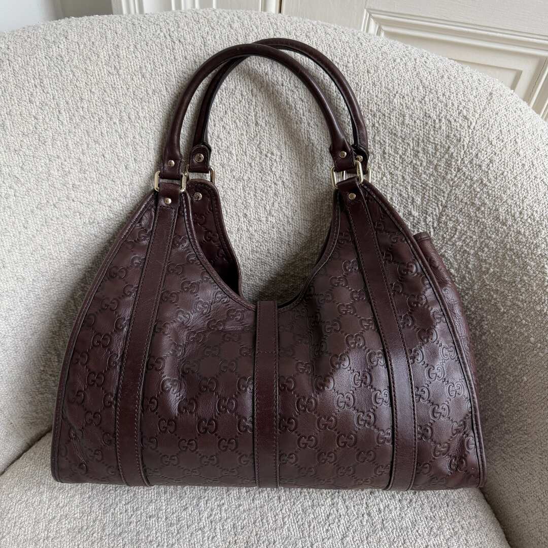 Gucci Guccissima Jackie Leather Brown Shoulder Bag