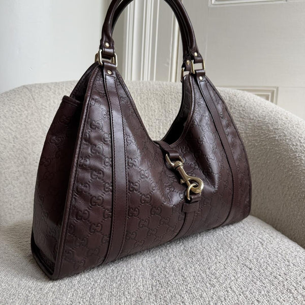 Gucci Guccissima Jackie Leather Brown Shoulder Bag
