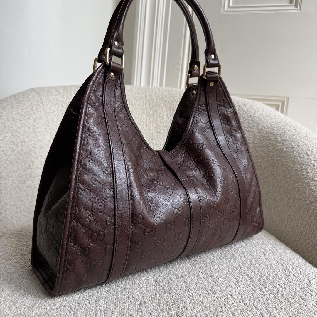 Gucci Guccissima Jackie Leather Brown Shoulder Bag