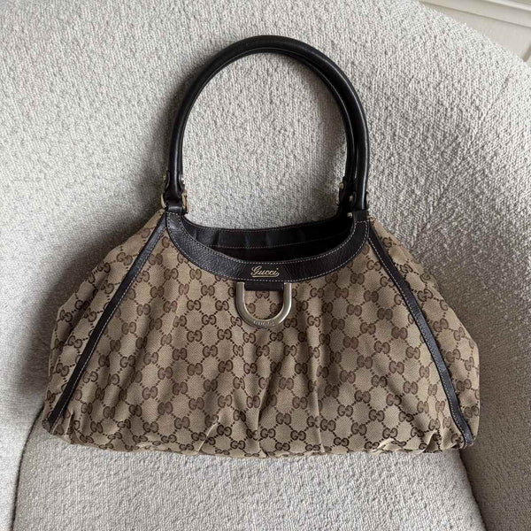 Gucci GG Canvas Abbey D Ring Brown Tote Bag