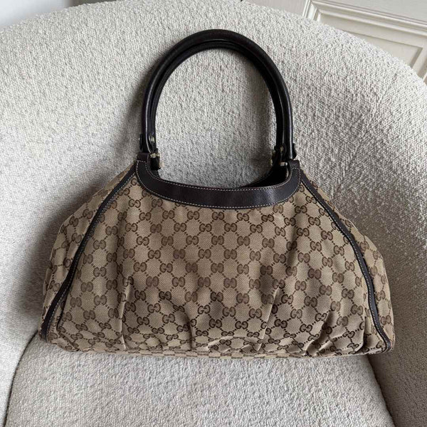 Gucci GG Canvas Abbey D Ring Brown Tote Bag