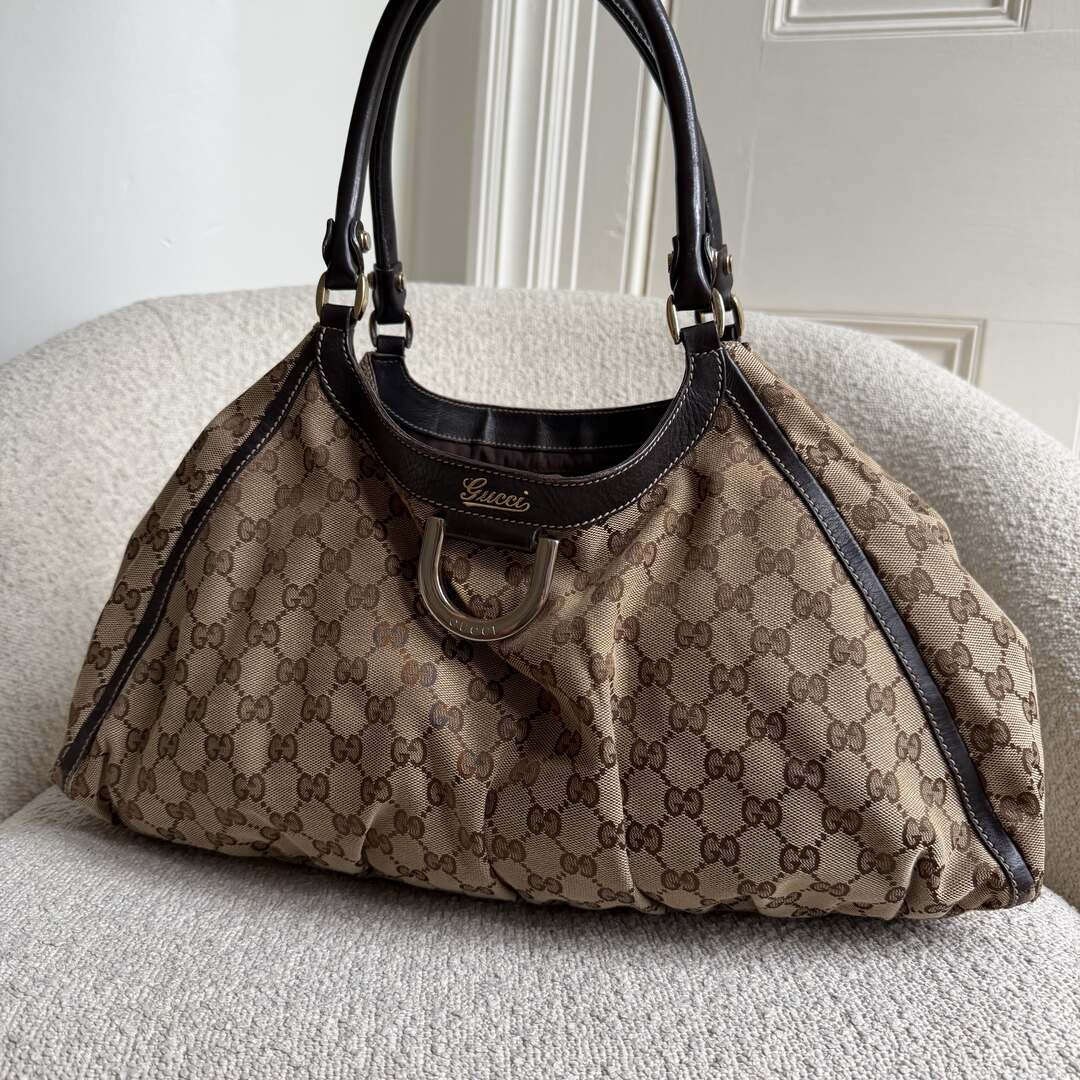 Gucci GG Canvas Abbey D Ring Brown Tote Bag