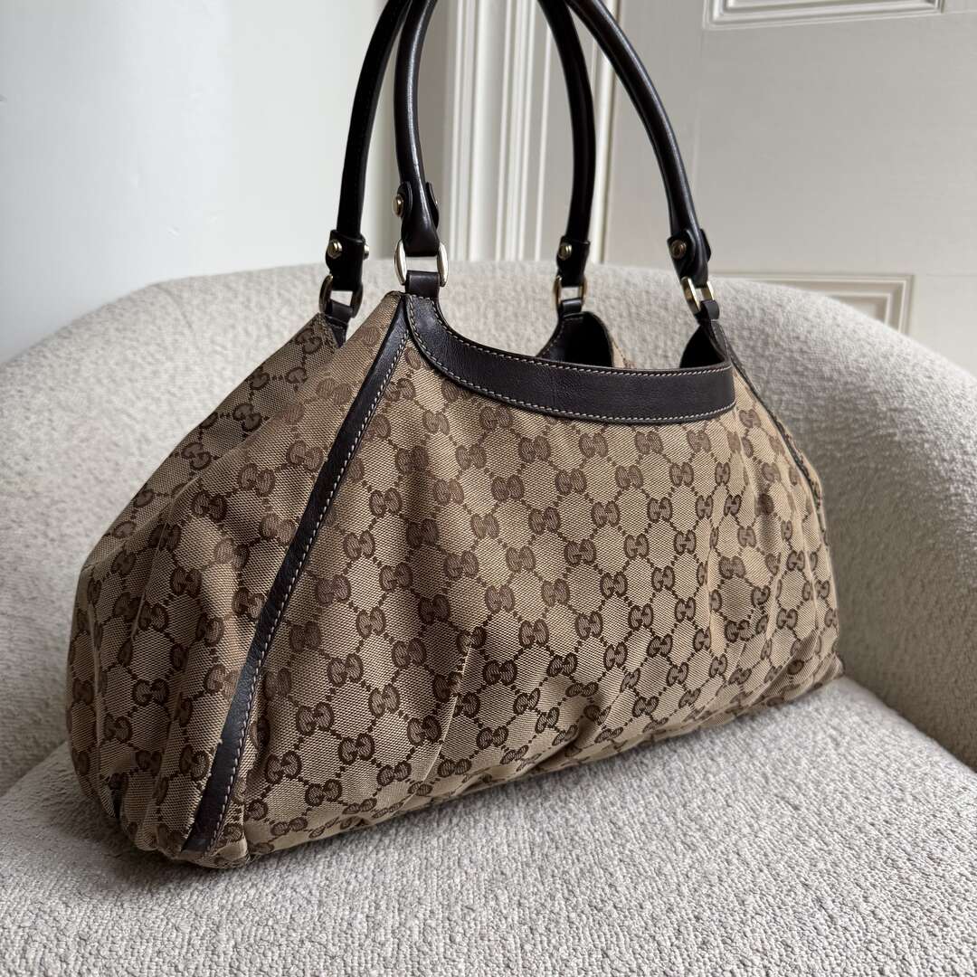 Gucci GG Canvas Abbey D Ring Brown Tote Bag