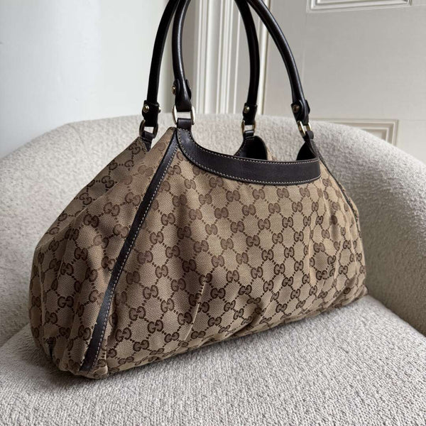 Gucci GG Canvas Abbey D Ring Brown Tote Bag