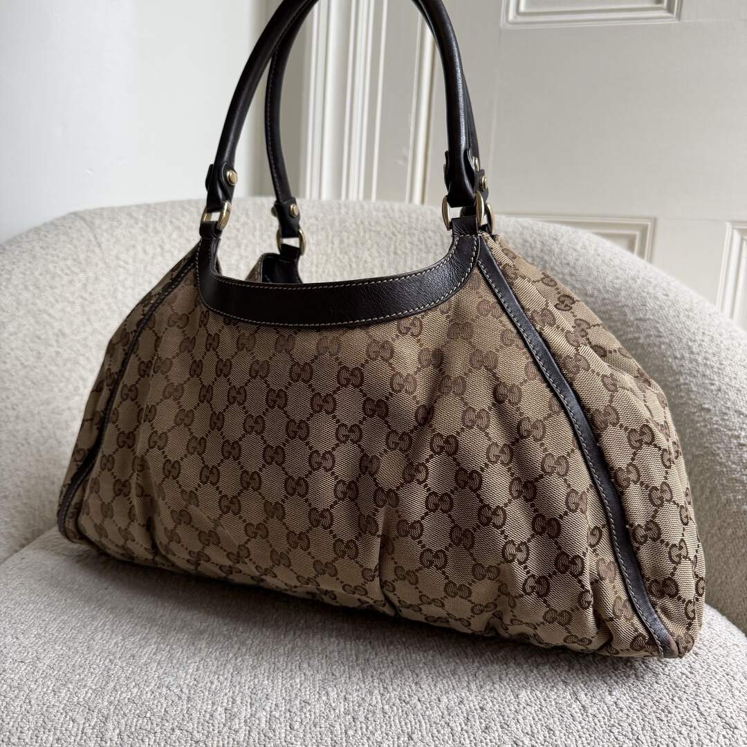 Gucci GG Canvas Abbey D Ring Brown Tote Bag
