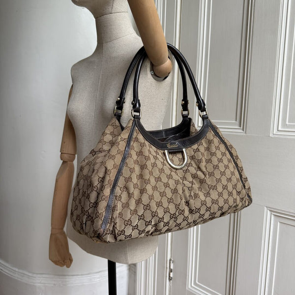 Gucci GG Canvas Abbey D Ring Brown Tote Bag