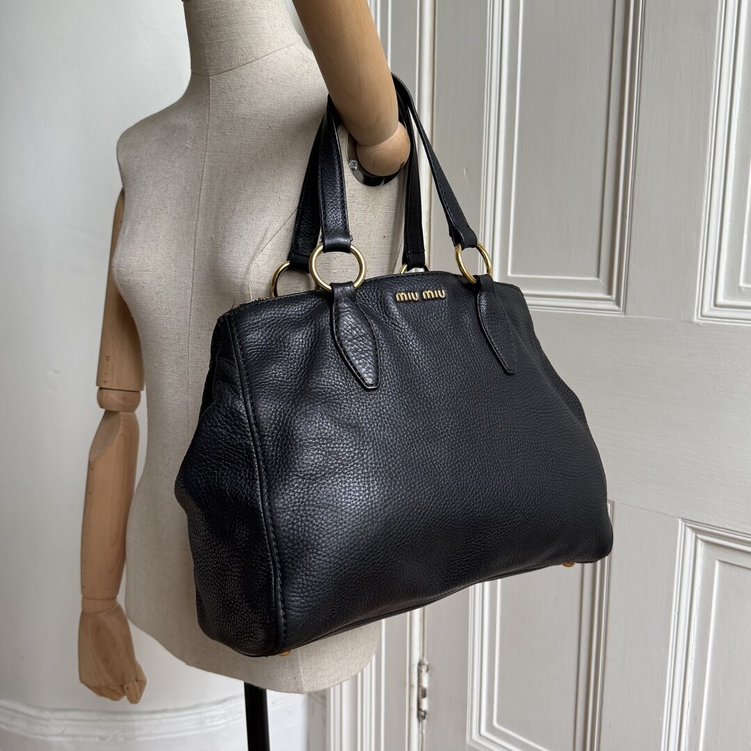 Miu Miu Vitello Leather Black Shoulder Bag