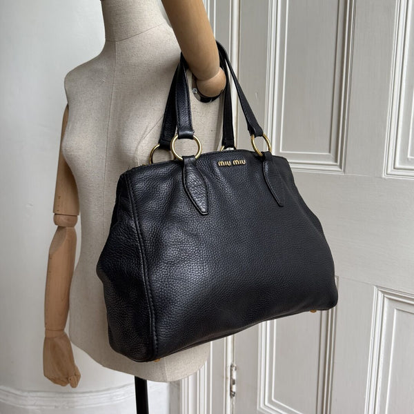 Miu Miu Vitello Leather Black Shoulder Bag