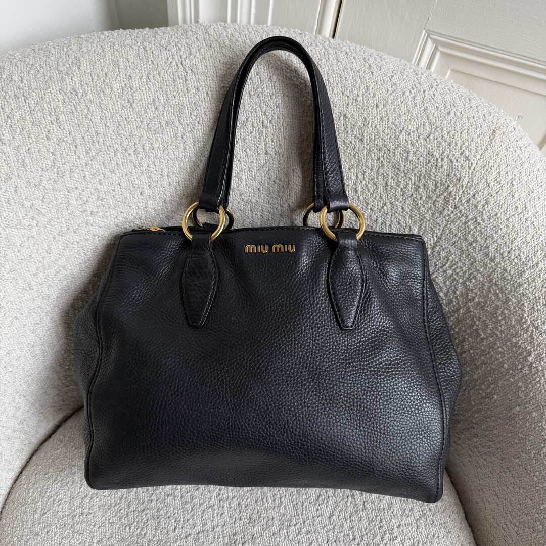Miu Miu Vitello Leather Black Shoulder Bag