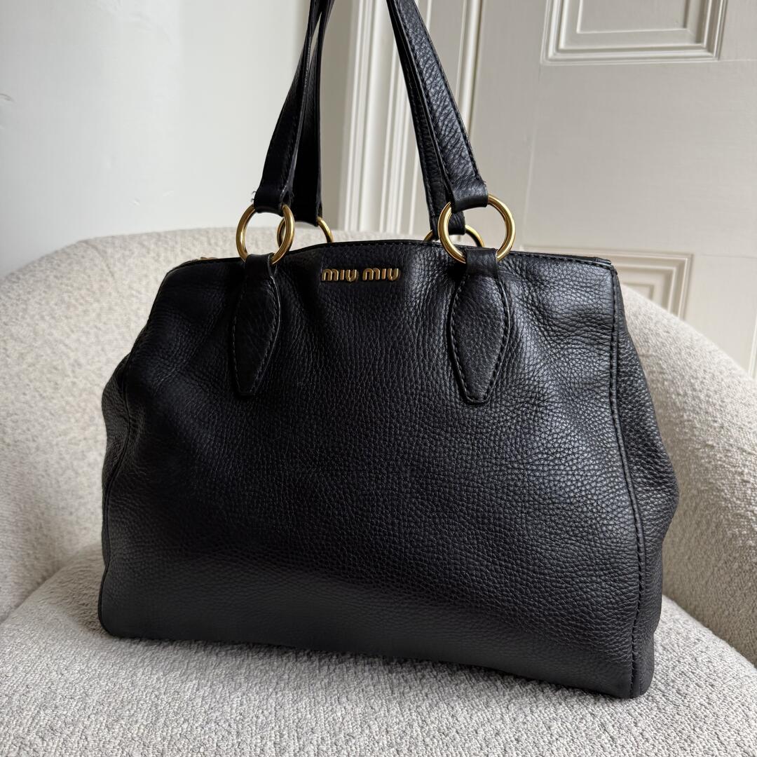 Miu Miu Vitello Leather Black Shoulder Bag