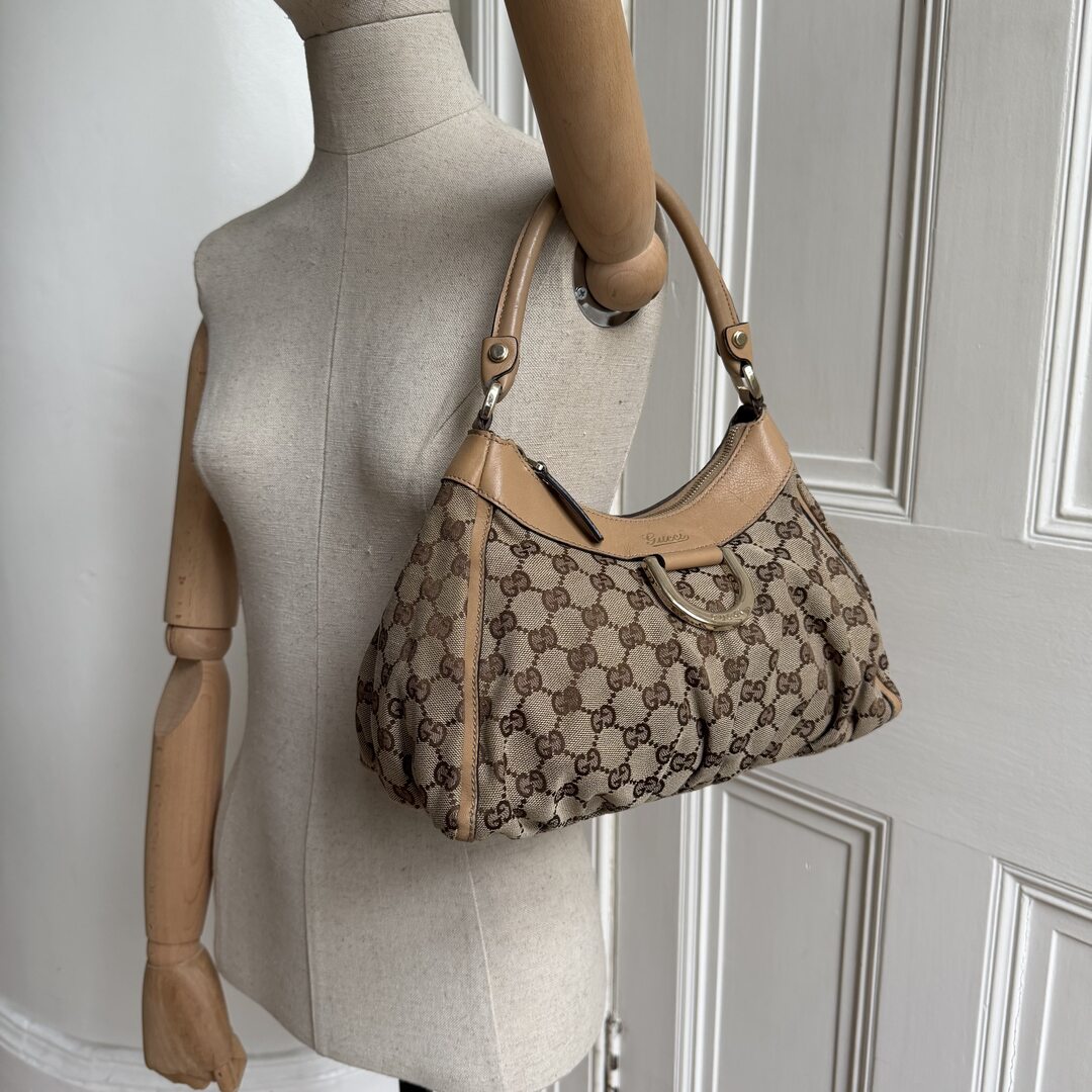 Gucci GG Canvas Abbey Caramel Brown Shoulder Bag