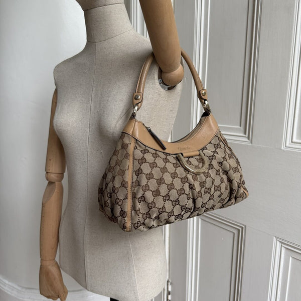 Gucci GG Canvas Abbey Caramel Brown Shoulder Bag