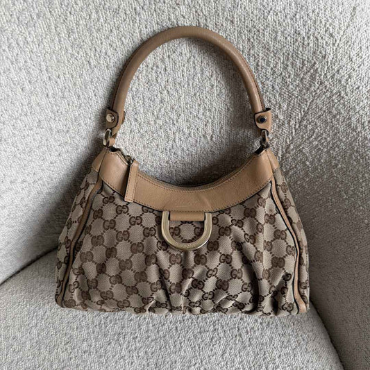 Gucci GG Canvas Abbey Caramel Brown Shoulder Bag