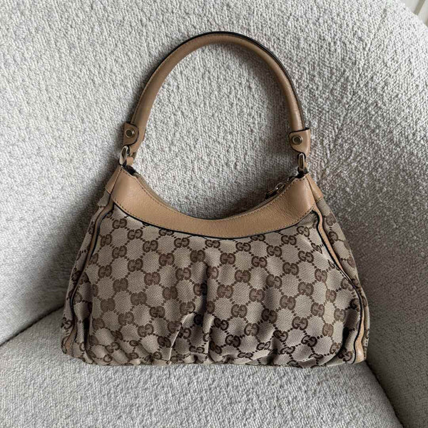 Gucci GG Canvas Abbey Caramel Brown Shoulder Bag