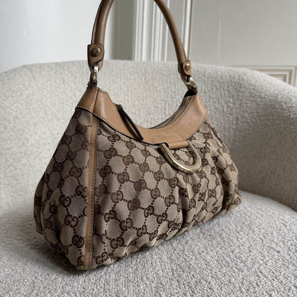Gucci GG Canvas Abbey Caramel Brown Shoulder Bag