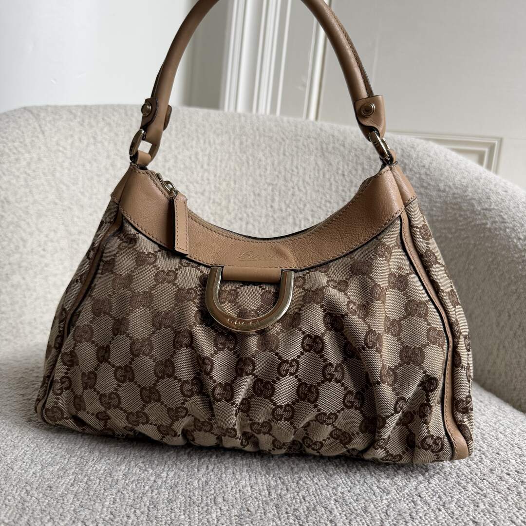 Gucci GG Canvas Abbey Caramel Brown Shoulder Bag
