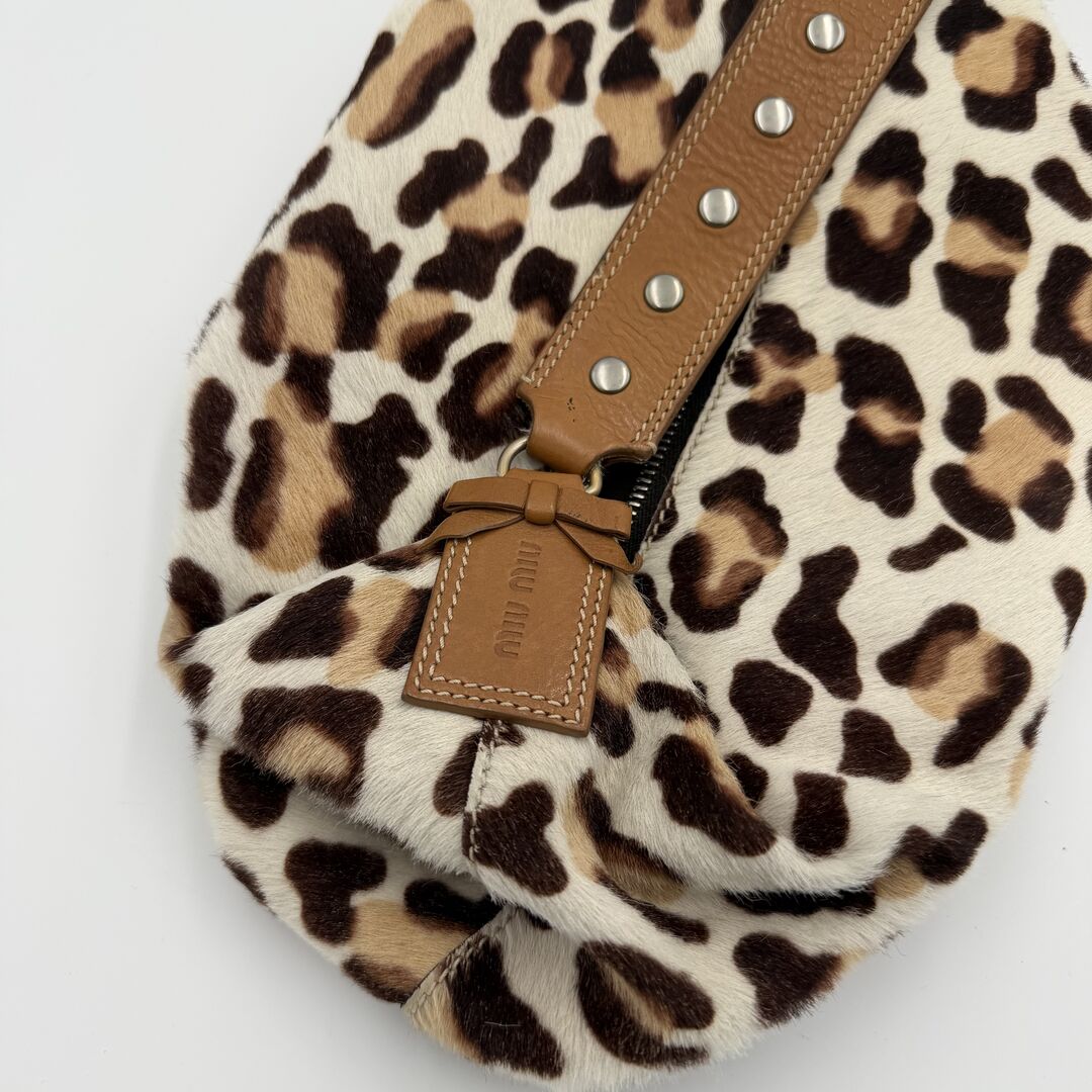 RARE Archive Miu Miu Leopard Calf Hair Brown Shoulder Bag