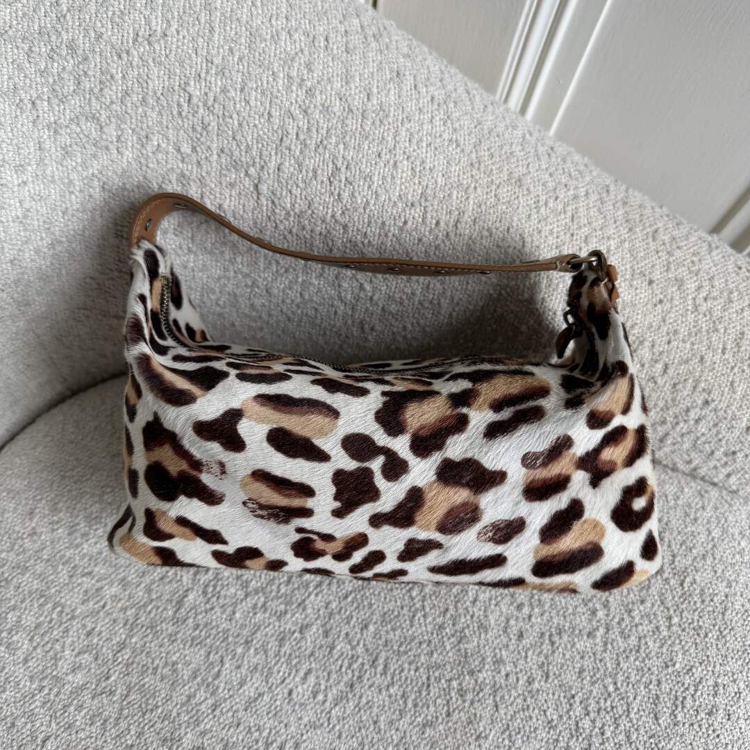 RARE Archive Miu Miu Leopard Calf Hair Brown Shoulder Bag