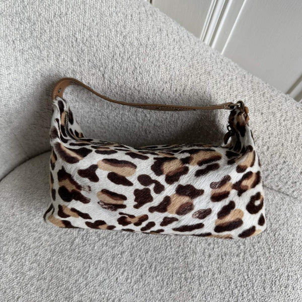 RARE Archive Miu Miu Leopard Calf Hair Brown Shoulder Bag