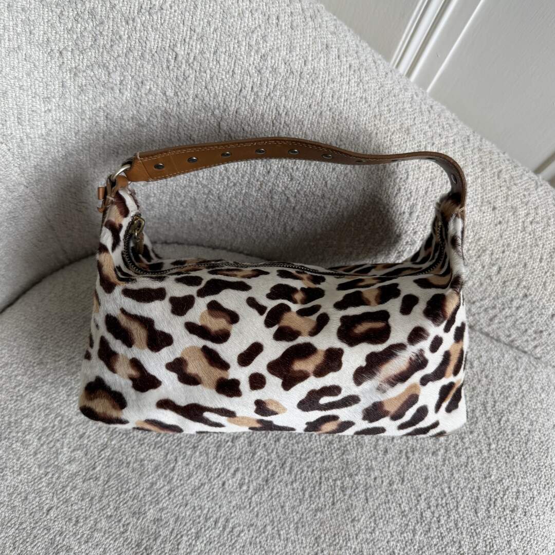 RARE Archive Miu Miu Leopard Calf Hair Brown Shoulder Bag