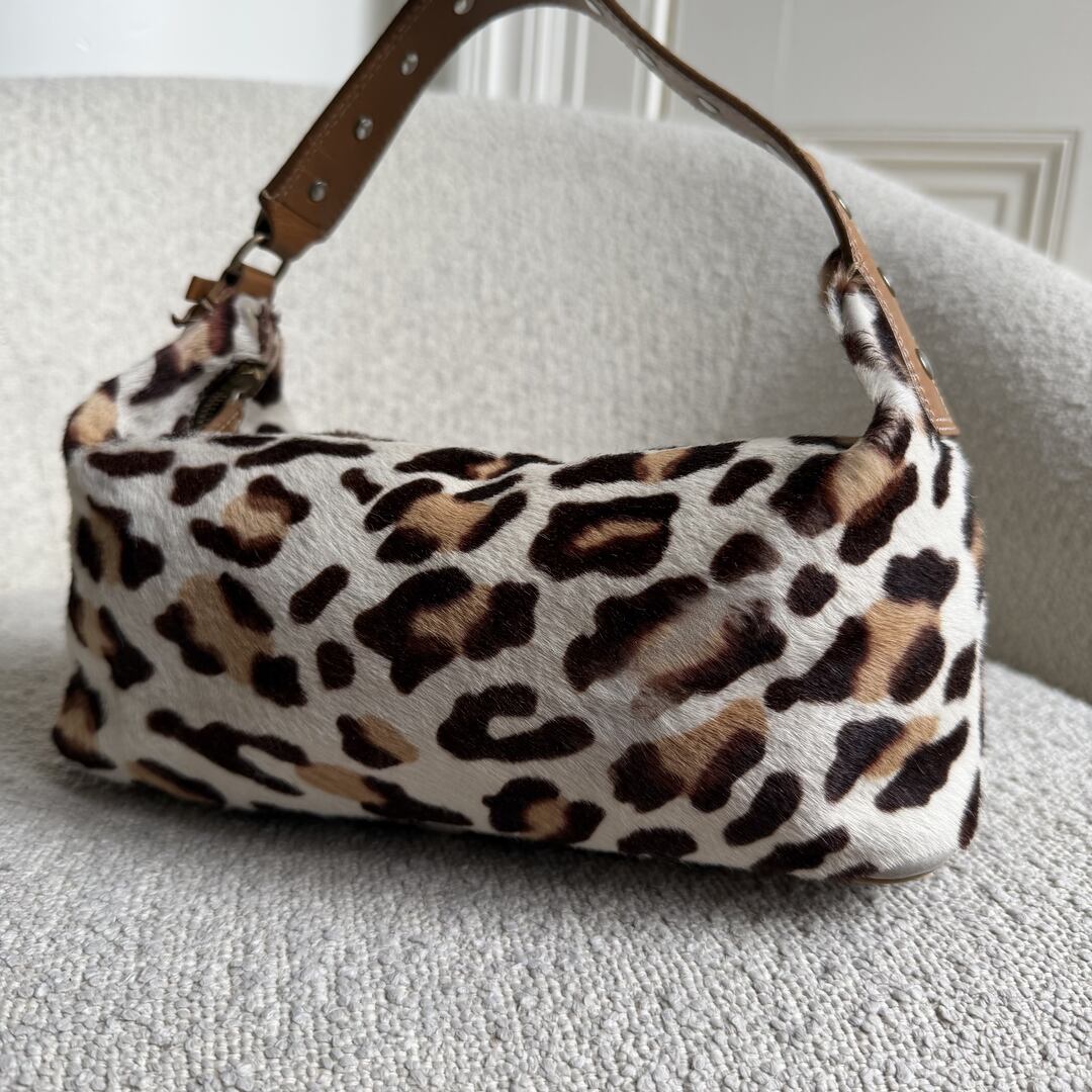 RARE Archive Miu Miu Leopard Calf Hair Brown Shoulder Bag