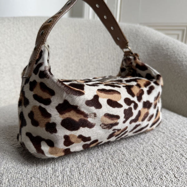 RARE Archive Miu Miu Leopard Calf Hair Brown Shoulder Bag