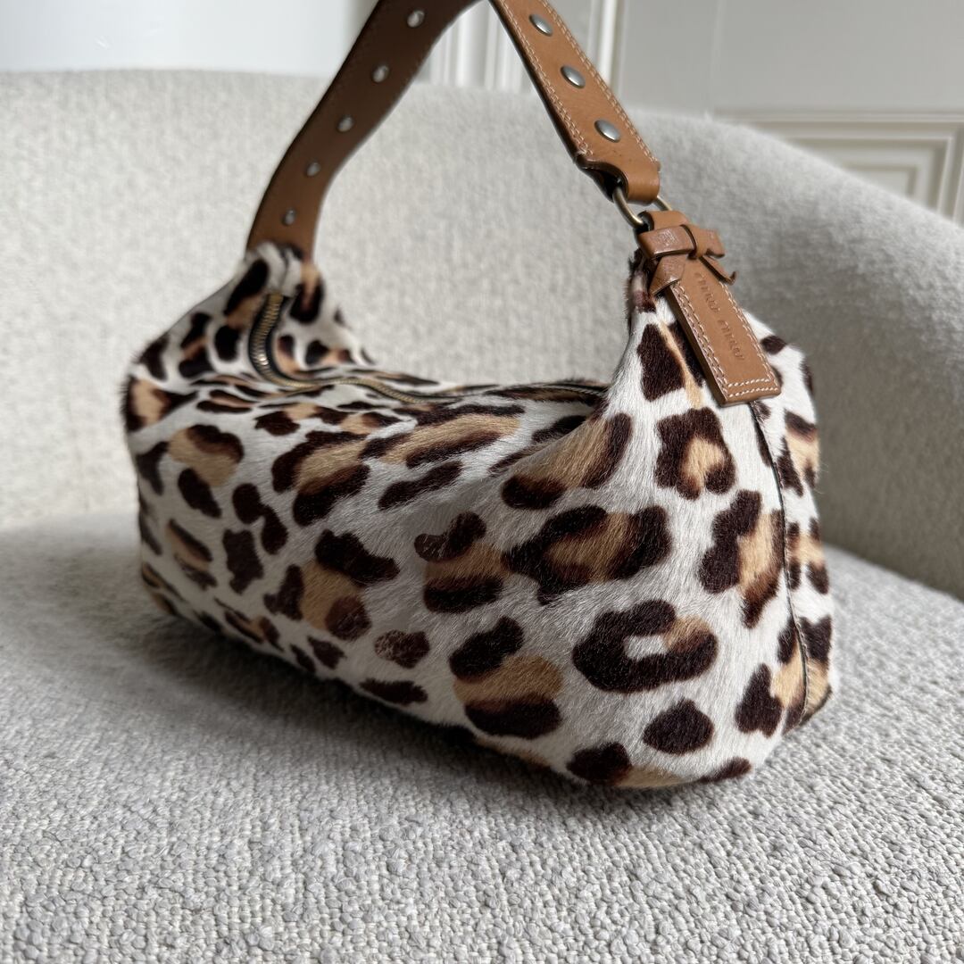 RARE Archive Miu Miu Leopard Calf Hair Brown Shoulder Bag