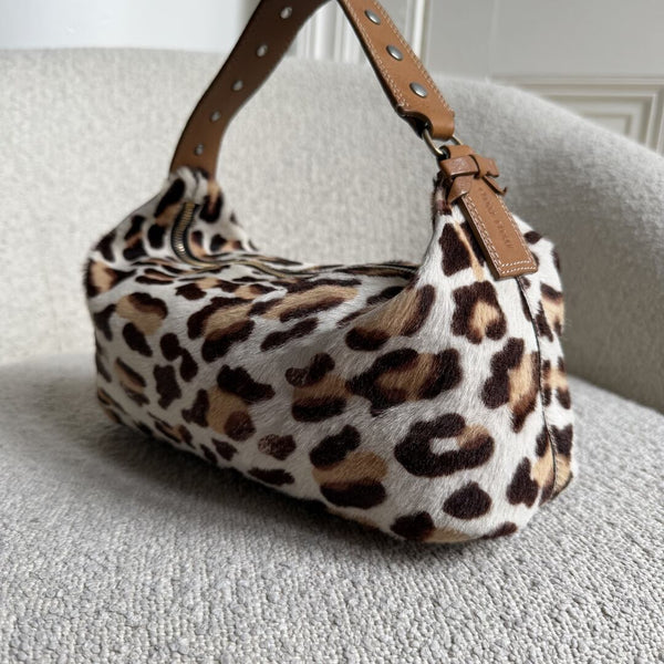 RARE Archive Miu Miu Leopard Calf Hair Brown Shoulder Bag
