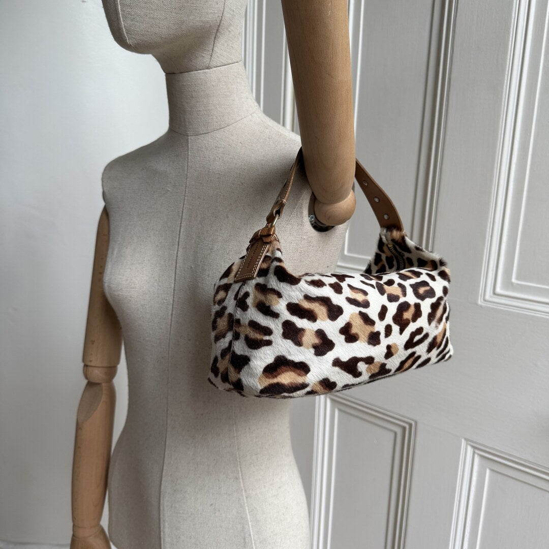 RARE Archive Miu Miu Leopard Calf Hair Brown Shoulder Bag