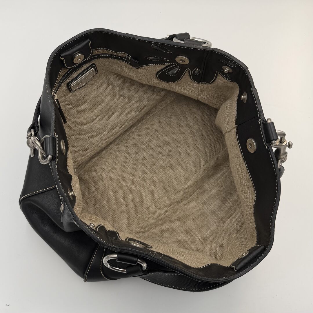RARE Miu Miu Flower Hobo Leather Navy Shoulder Bag