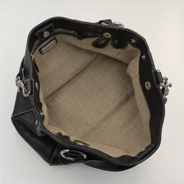 RARE Miu Miu Flower Hobo Leather Navy Shoulder Bag