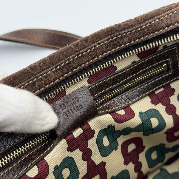 Rare Gucci GG Suede Charmy Boston Brown Shoulder Bag