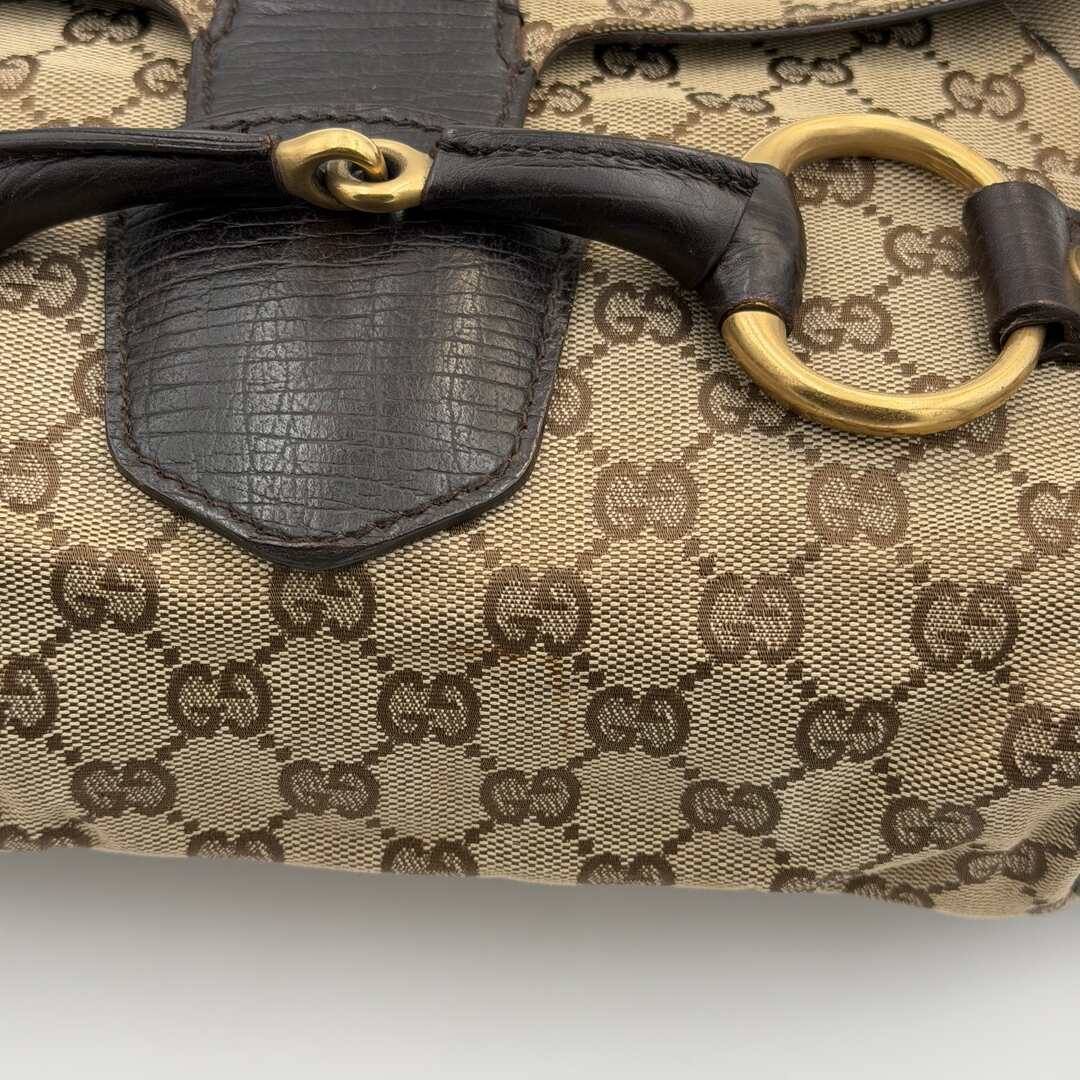 Gucci GG Canvas Horsebit Chain Brown Shoulder Bag
