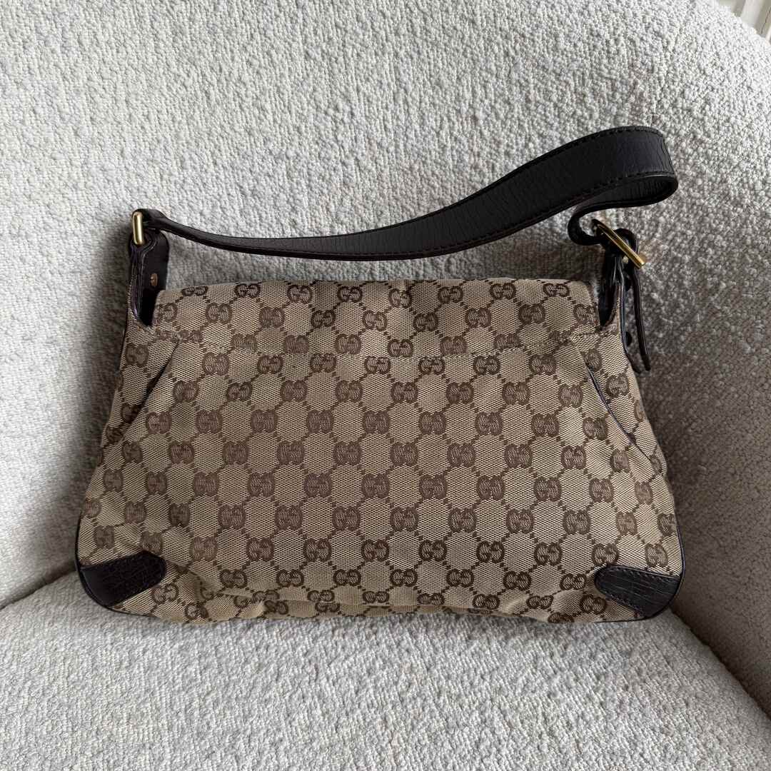 Gucci GG Canvas Horsebit Chain Brown Shoulder Bag