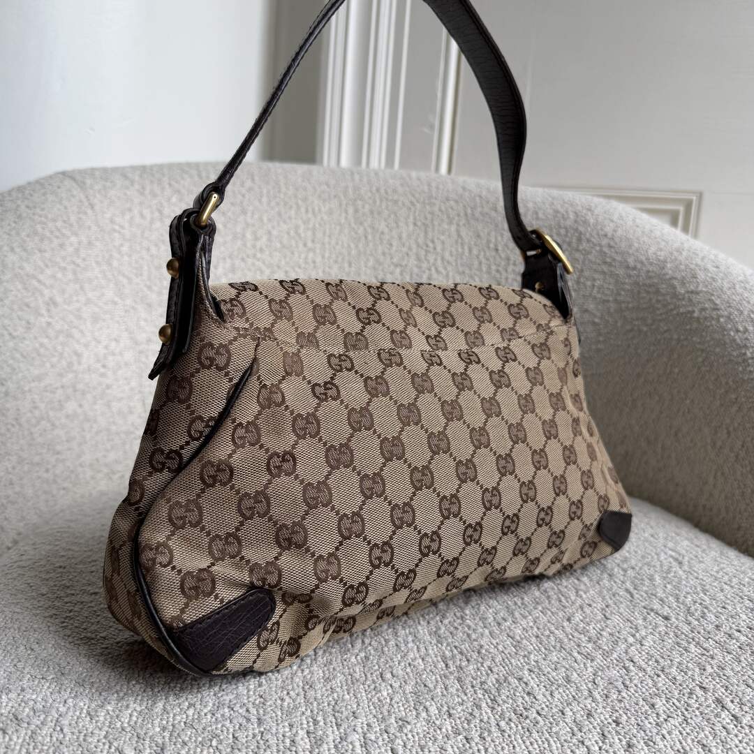 Gucci GG Canvas Horsebit Chain Brown Shoulder Bag