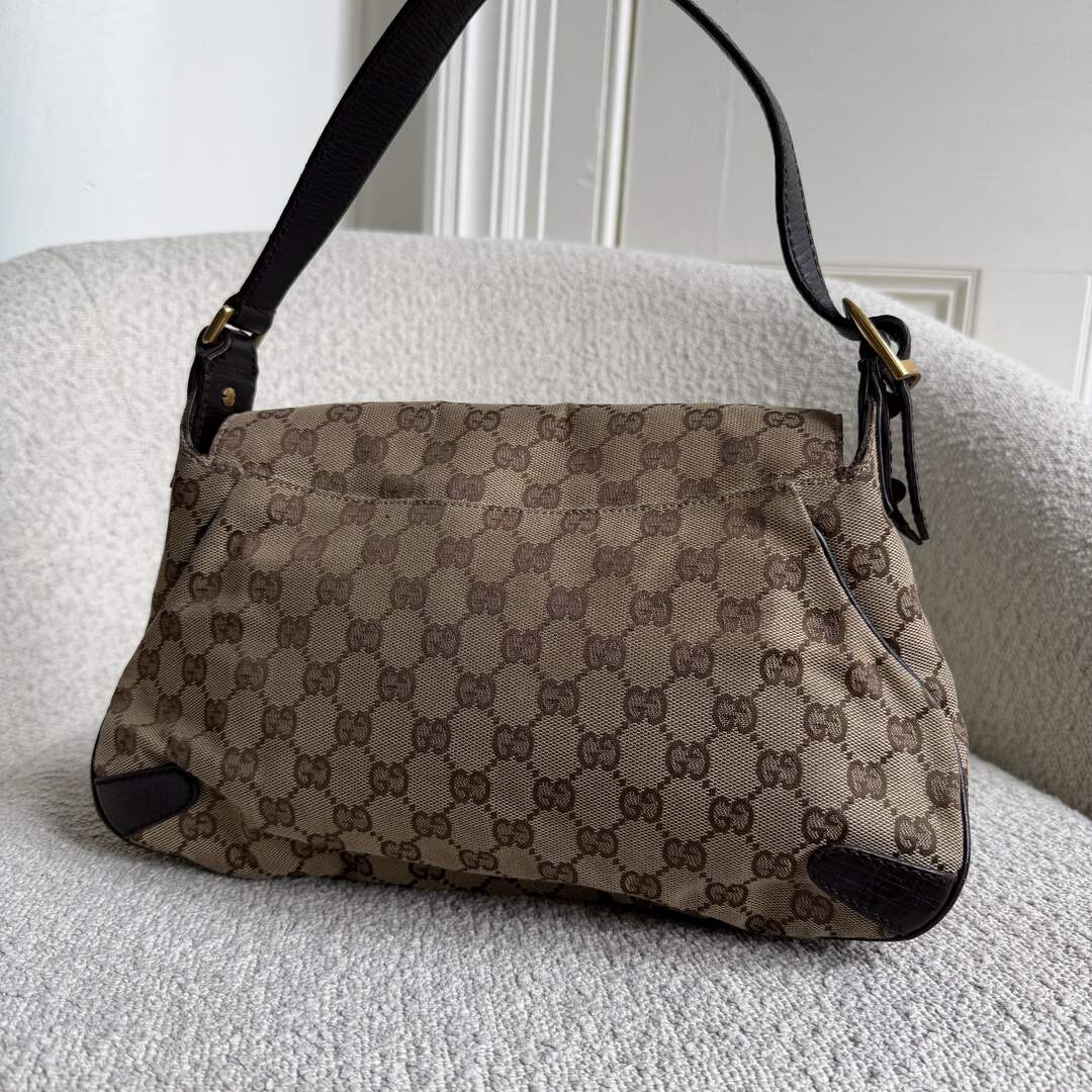 Gucci GG Canvas Horsebit Chain Brown Shoulder Bag